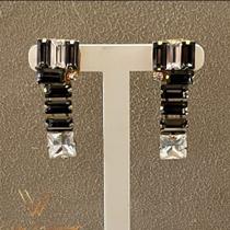 Brinco drop cristal baguette luxo black e diamond ana walcacer semijoias.