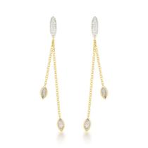 Brinco Duas Correntes com Zircônios Banhados a Ouro 18k Brinco Duas Correntes com Zircônios Banhados a Ouro 18k