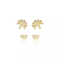 Brinco Duo de arvore e Borboleta Folheado em Ouro 18k