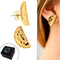 Brinco Duo Forma Meia Lua Orgânica 22mm Semijoia Banhado a Ouro Brinco Duo Forma Meia Lua Orgânica 22mm Semijoia Banhado a Ouro