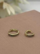 Brinco Dupla de Argolas com Zircônias Coloridas Banhado a Ouro