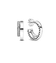 Brinco Duplo Pave em Prata 925