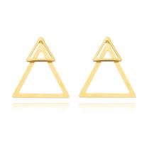 Brinco Duplo Triângulos de Semijoia