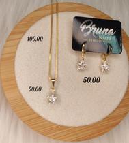 Brinco e corrente estrela bruna kiara