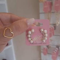 Brinco Ear carf de pérolas e pedrinhas de zirconias