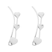 Brinco Ear Cuff 3 Corações Banhado a Prata 925