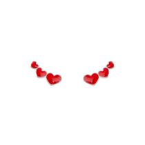 Brinco Ear Cuff 3 Corações Vermelho em Prata 925 - PL23722