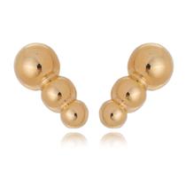 Brinco ear cuff bolinhas folheado a ouro 18k