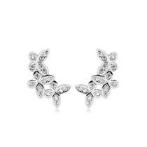 Brinco Ear Cuff Borboletas Zircônias Cristal Em Prata 925