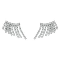 Brinco ear cuff brigite zircônias franjas folheado em ródio branco