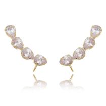 Brinco ear cuff callie gotas zircônias cristal folheado a ouro 18k