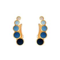 Brinco Ear Cuff Com 5 Redondos Torcidos Com Resina Degrade Azul