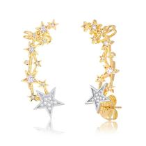 Brinco Ear Cuff Com Estrelas E Pedras De Zircônias Folheado