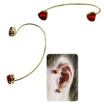 Brinco Ear Cuff Com Pedras De Coração PRI Style Folheado A Ouro 18K Antialérgico
