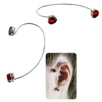 Brinco Ear Cuff Com Pedras De Coração PRI Style Folheado A Prata Antialérgico