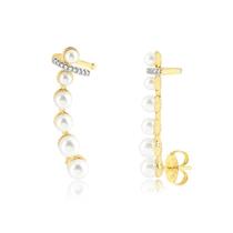Brinco Ear Cuff Com Pérolas Folheado A Ouro