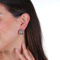 Brinco Ear Cuff Corações em Aço Inoxidável Prateado