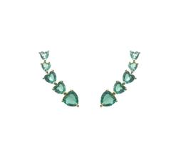 Brinco Ear Cuff Corações Turmalina Banhado a Ouro - Semijoias