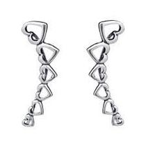 Brinco ear cuff coracoes vazados envelhecido prata 925