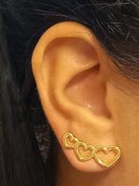 Brinco Ear Cuff Corações Vazados