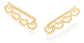 Brinco Ear Cuff Corações Vazados Rommanel 526493
