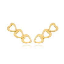 Brinco Ear Cuff Corações Vazados Semijoia