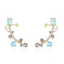 Brinco Ear Cuff Cravejado Colorido Brinco Ear Cuff Cravejado Colorido