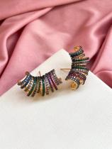 Brinco Ear Cuff Cravelado Colorido - Semijoia