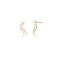 Brinco ear cuff curvo com zircônias baguete