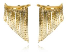 Brinco Ear Cuff De Franja Pequeno Meggie Banhado em Ouro 18k Brinco Ear Cuff De Franja Pequeno Meggie Banhado em Ouro 18k