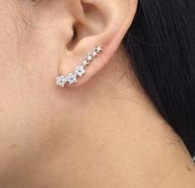 Brinco Ear Cuff Delicate Florzinhas e Zircônias