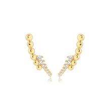 Brinco Ear Cuff Duplo Bolinhas Zirconias Folheado Ouro