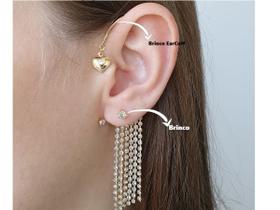 Brinco Ear Cuff e Ponto de Luz-Dois em Um folheado Ouro 18k
