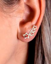 Brinco Ear Cuff Estrela de Aço Inox Estilo Prateado Casual