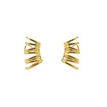 Brinco Ear Cuff Fileiras Lisa Banhado a Ouro Brinco Ear Cuff Fileiras Lisa Banhado a Ouro