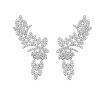 Brinco Ear Cuff Folhas Luxury Micro Zircônia Cristal Banhado a Prata