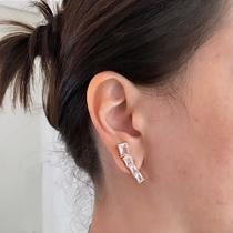 Brinco Ear Cuff Gold Quadrado Cristal