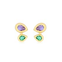 Brinco Ear Cuff Gota Lavanda Gotinha Folheado Ouro Zircônia Brinco Ear Cuff Gota Lavanda Gotinha Folheado Ouro Zircônia