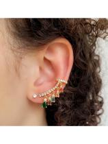 Brinco Ear Cuff Gotas em Zircônias Banhado a Ouro 18k Brinco Ear Cuff Gotas em Zircônias Banhado a Ouro 18k