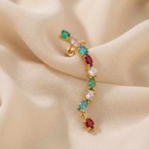 Brinco Ear Cuff lateral zircônias banhado a Ouro 18K COR:COLORIDO