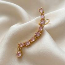 Brinco Ear Cuff lateral zircônias banhado a Ouro 18K COR:ROSA BEBÊ