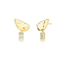 Brinco Ear Cuff Liso com Cristal Retangular Banhado a Ouro - VIDIÈ