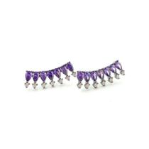 Brinco Ear cuff médio roxo ródio negro