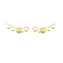 Brinco Ear Cuff Mini Coracoes Vados Folheado Em Ouro 18K
