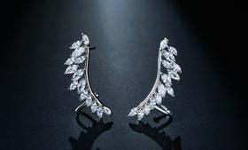 Brinco Ear Cuff Noiva Pedra Zirconia Prata Festa Debutante
