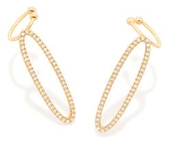 Brinco Ear Cuff Oval Com Piercing De Pressã 526799 Brinco Ear Cuff Oval Com Piercing De Pressã 526799