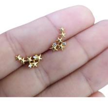 Brinco Ear Cuff Pedra Zirconia Dourado Estrela Pequeno