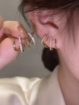 Brinco Ear Cuff Pedra Zirconia Dourado Pequeno Meia Argola