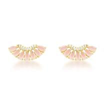 Brinco ear cuff pedras rosa e zircônias