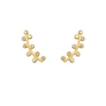 Brinco Ear Cuff Pontinhos de Zircônia Banhado a Ouro